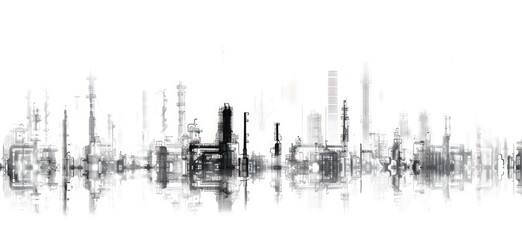 modern 3d petrochemicals, oil refineries, refineries, oil exploration industry sector trends, white background