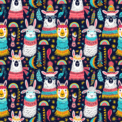 Cool Llamas with Sunglasses Funky Pattern.