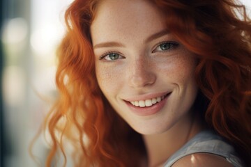 Detailed image of a woman with vibrant red hair, suitable for various projects