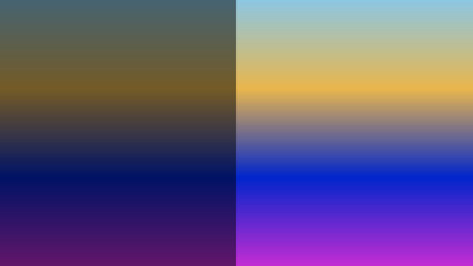 An illustration of a green, yellow, blue, and purple gradient with one-half darkened.