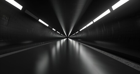 tunnel of light, tunnel underground road of ambient occlusion, black and white tunnel