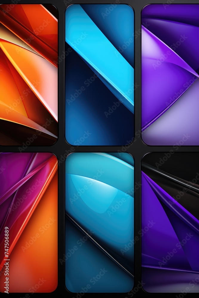 Poster collection of six vibrant colored backgrounds for versatile use