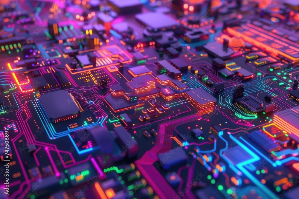 Aufkleber Detailed view of a computer circuit board, suitable for technology concepts