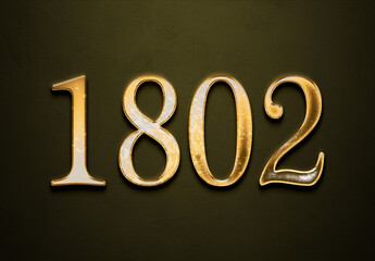 Old gold effect of year 1802 with 3D glossy style Mockup.	
