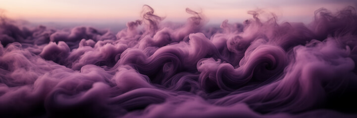 Photograph capturing the enchanting swirls of smoke in shades of magenta and plum against a backdrop of dusky lavender. - obrazy, fototapety, plakaty