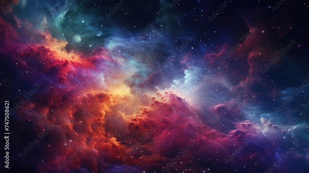 Poster A vibrant image of a galaxy filled with colorful stars. Perfect for science and astronomy related projects