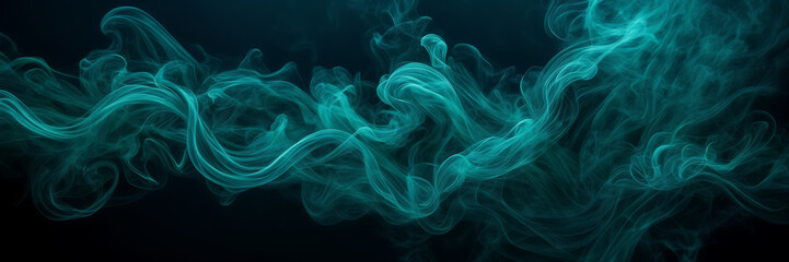Photograph showcasing the hypnotic movements of smoke tendrils in hues of emerald and jade against a canvas of midnight indigo.