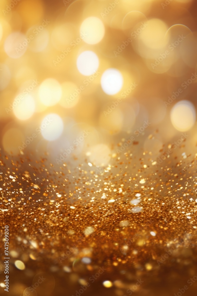 Poster a blurry gold background with subtle lights. perfect for adding a touch of elegance to designs
