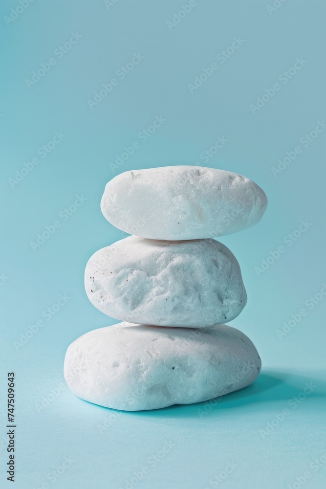 Poster A stack of white rocks sitting on top of each other. Suitable for nature and balance concepts