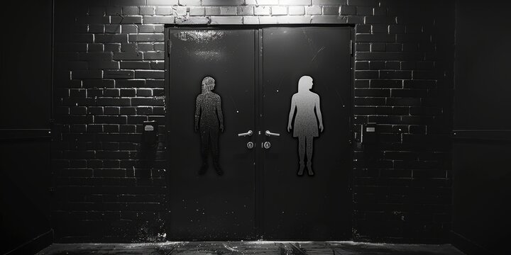 Couple standing together in front of a door, suitable for various concepts and designs - Powered by Adobe