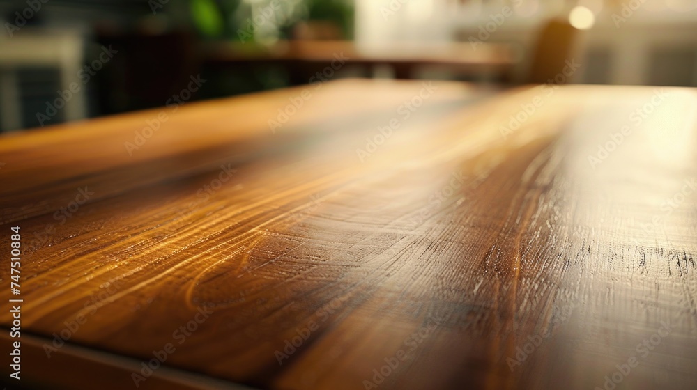 Poster a detailed view of a wooden table, suitable for various design projects