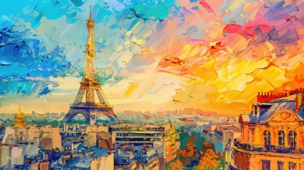 Poster A beautiful painting of the iconic Eiffel Tower in Paris. Perfect for travel websites or decoration © Fotograf