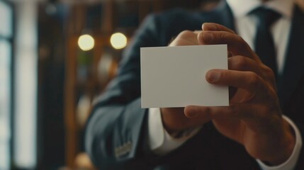 A man in a suit holding a piece of paper. Suitable for business concepts