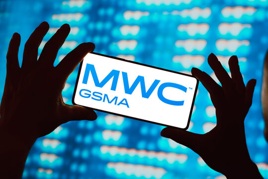 February 28, 2024, Brazil. In this photo illustration, the Mobile World Congress (MWC GSMA) logo is displayed on a smartphone screen.