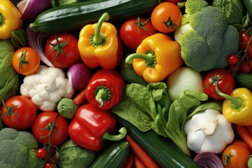 Close-up of a variety of fresh vegetables, ideal for healthy eating concepts
