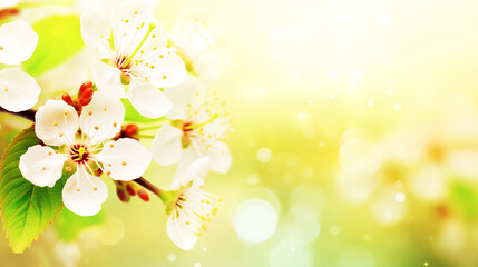 Obraz na płótnie Canvas Beautiful spring background, cherry blossoms, bokeh.
