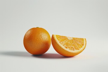 Fresh halved oranges on a clean white background. Ideal for food and nutrition concepts