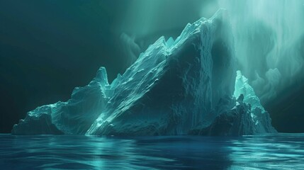 A large iceberg floating in the middle of a body of water. Suitable for environmental and climate change concepts