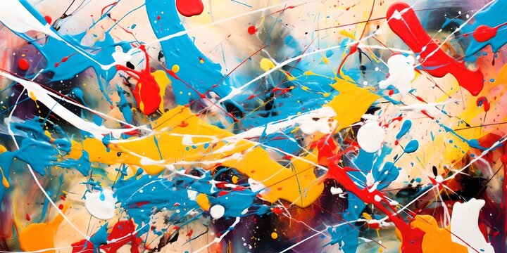 Vivid Abstract Splatter Artwork, Colorful Paint Explosion, Creative Background Design