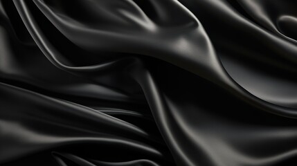 Luxurious black satin background close up