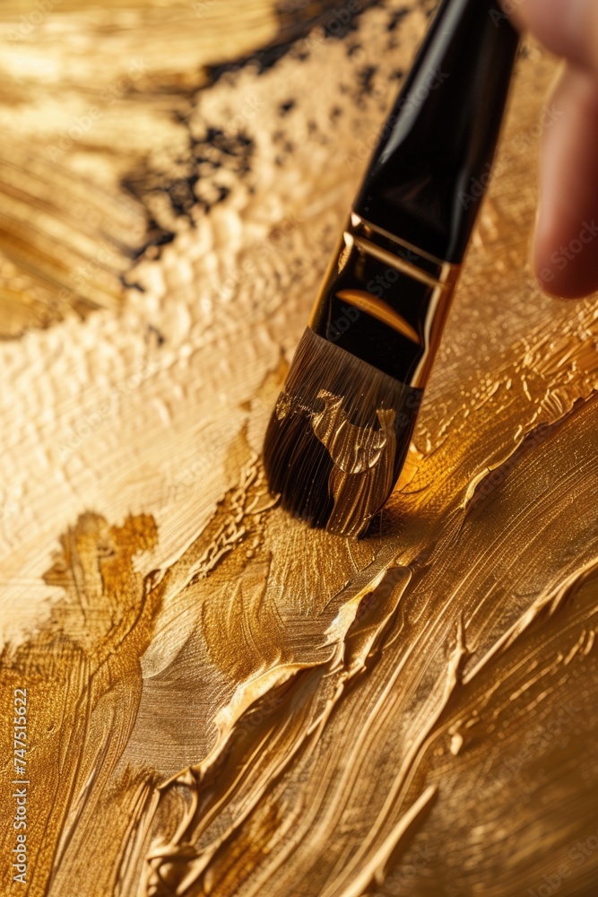 Poster close-up of a person painting with a brush. suitable for art and creativity concepts