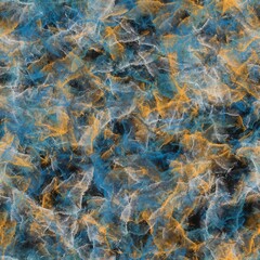 Abstract onyx, light navy, fuel yellow and cloud grey transparent brush strokes. Marble effect. Seamless pattern.