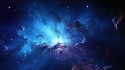 A stunning blue nebula with stars in the background. Ideal for space-themed designs