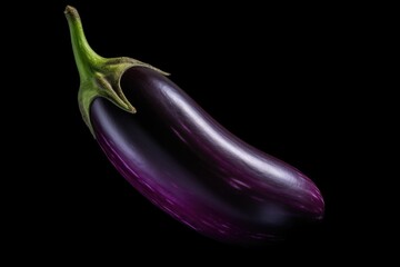 Fresh eggplant on dark backdrop, perfect for food-related designs