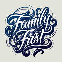 Family First Handwritten Calligraphy Logo Vector Design