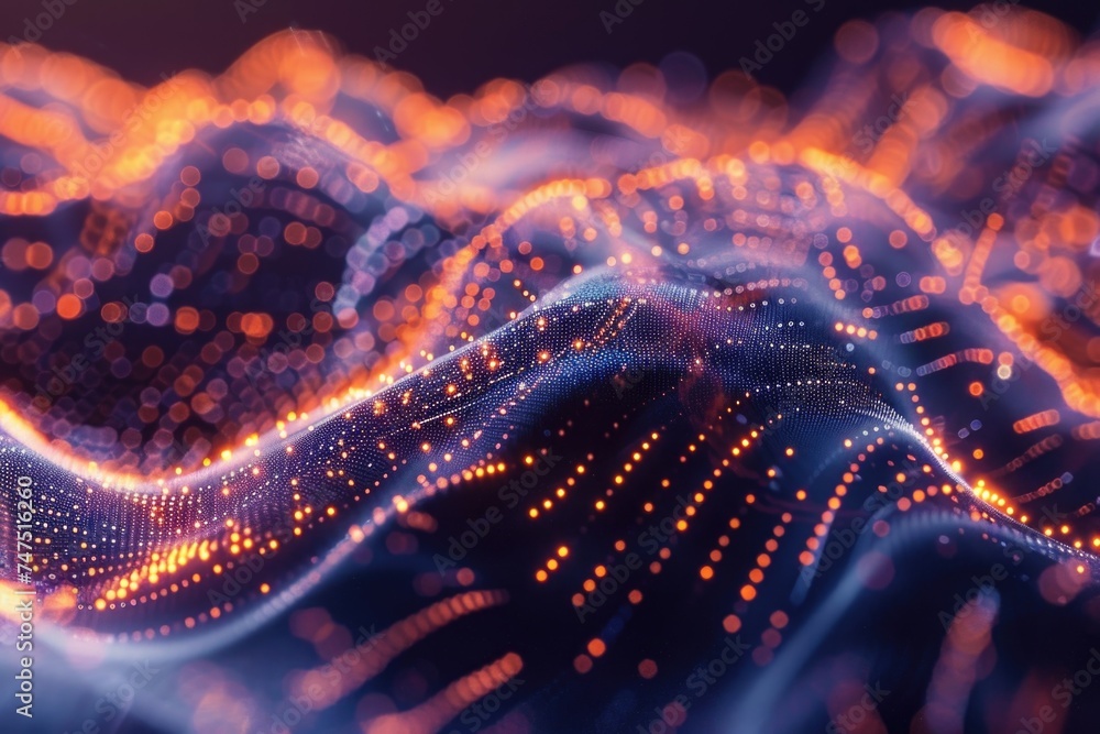 Poster A close-up view of a wave of lights. Ideal for backgrounds and abstract concepts