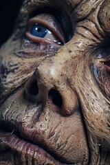 Close up of a person's face with wrinkles, suitable for skincare products promotion