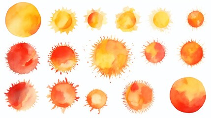 Colorful watercolor paint splatters on a clean white background. Perfect for artistic projects