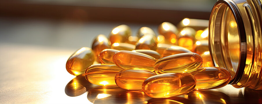 omega 3 capsules detial in banner shape