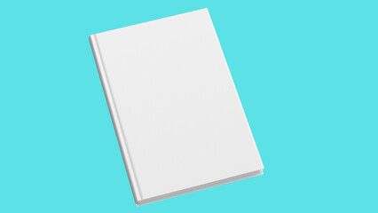 Book Mockup cover on clean backdrop. Blank hardcover isolated on empty background