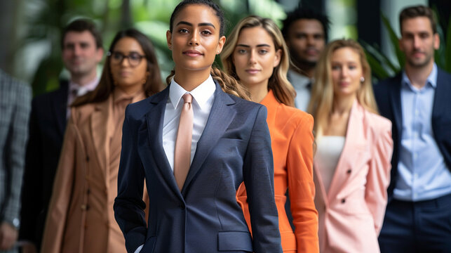 An office fashion show featuring employees modeling a variety of corporate looks, from classic to contemporary — Creation and development, goals and achievements, teamwork