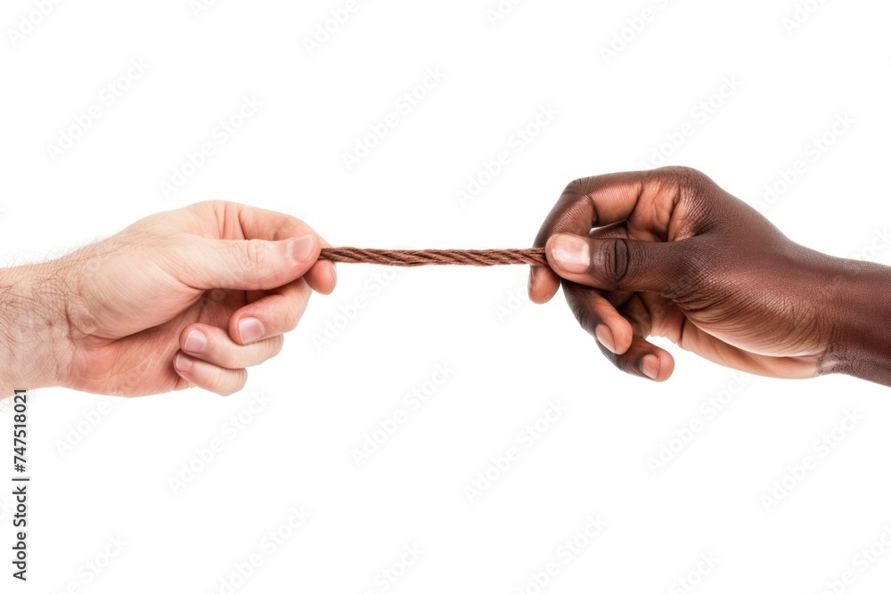 Aufkleber Two hands holding a piece of rope. Can be used for teamwork concepts
