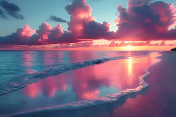 Photo sur Plexiglas Coucher de soleil sur la plage Beautiful sunset over the sea. Colorful sky at sunset