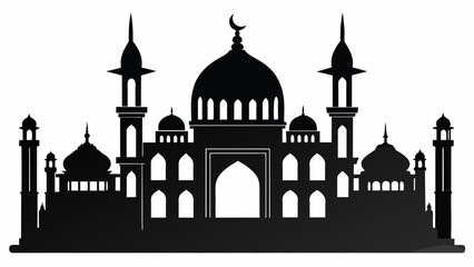 Mosque Silhouette on White Background Vector Illustration