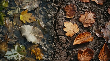 Close up view of leaves on a tree trunk. Suitable for nature and botanical concepts