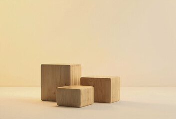 wooden blocks podium for displaying product