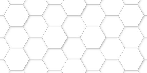 Abstract background with white hexagons and seamless pattern in vector design . luxury white pattern geometric mesh cell texture .hexagon 3d background texture design . - obrazy, fototapety, plakaty