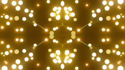 symmetrisches Netzwerk aus goldgelb leuchtenden Lichtern, Datentransfer, Technologie,...