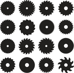 vector set of circular saw blades of different shapes