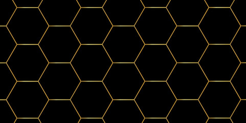 Abstract background with black hexagons and seamless pattern in vector design . luxury golden line pattern geometric mesh cell texture .hexagon 3d background texture design .