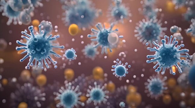 Virus or bacteria cells. virus 3d illustration.