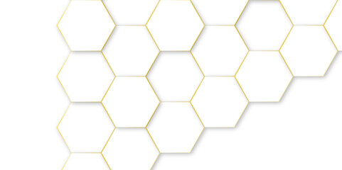 Abstract background with white hexagons and seamless pattern in vector design . luxury golden line pattern geometric mesh cell texture .hexagon 3d background texture design .