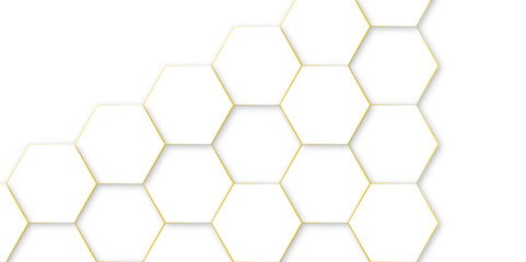 Abstract background with white hexagons and seamless pattern in vector design . luxury golden line pattern geometric mesh cell texture .hexagon 3d background texture design .