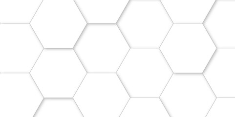 Abstract background with white hexagons and seamless pattern in vector design . luxury white pattern geometric mesh cell texture .hexagon 3d background texture design . - obrazy, fototapety, plakaty