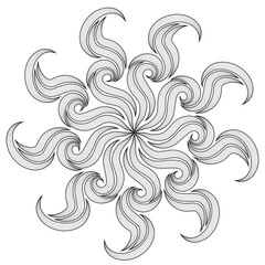 Intricate monochrome design evoking visual vortex of harmony and artistic sophistication