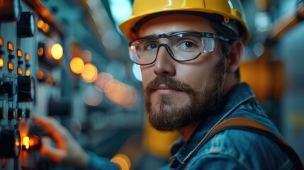 Electrician at work. Generative AI.